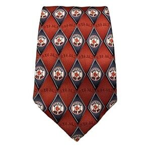 BOSTON Red Sox Necktie by Eagle Neckwear Excellent Quality 100% Silk Red Blue